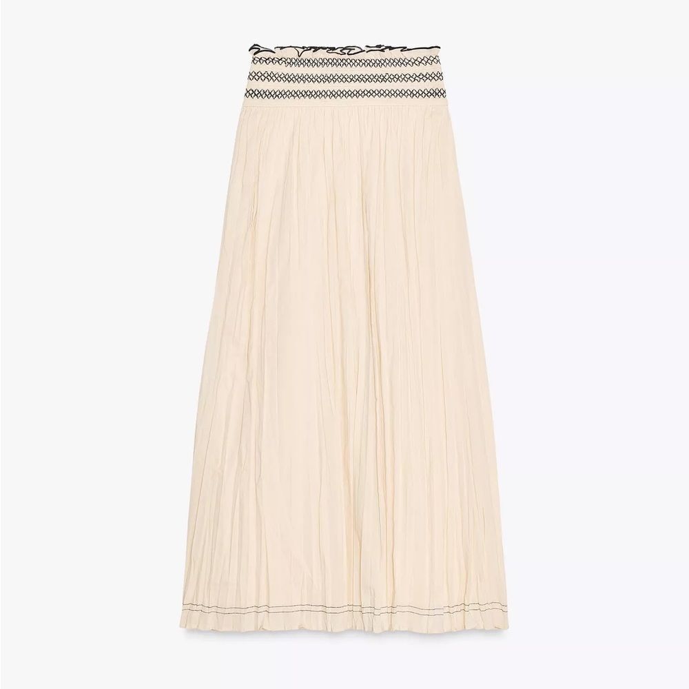ZARA RUSTIC CONTRAST WAIST SKIRT - Picture 7 of 7